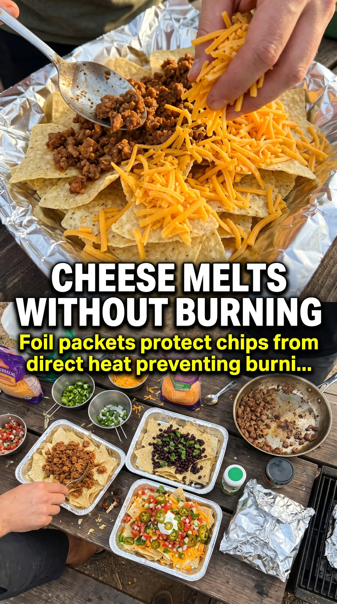 Grilled Campfire Nacho Packets smoky cheesy foil-packet nachos