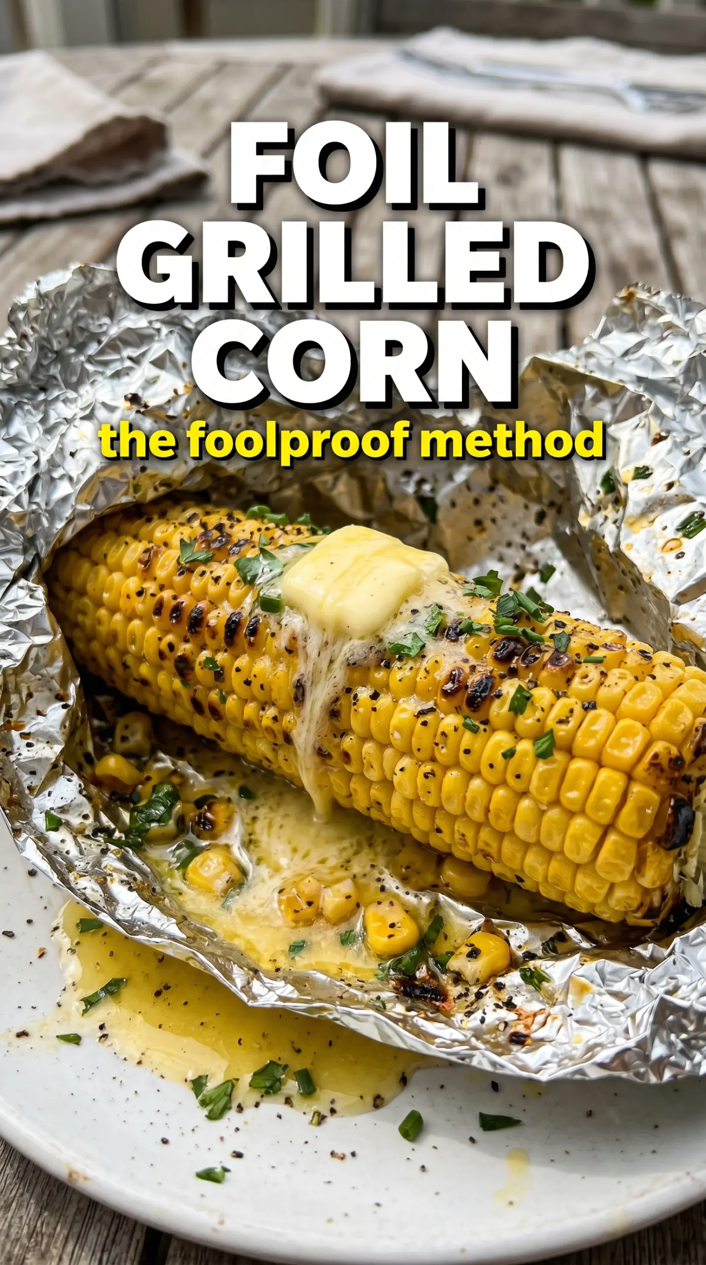 Cooked corn on the cob with toppings
