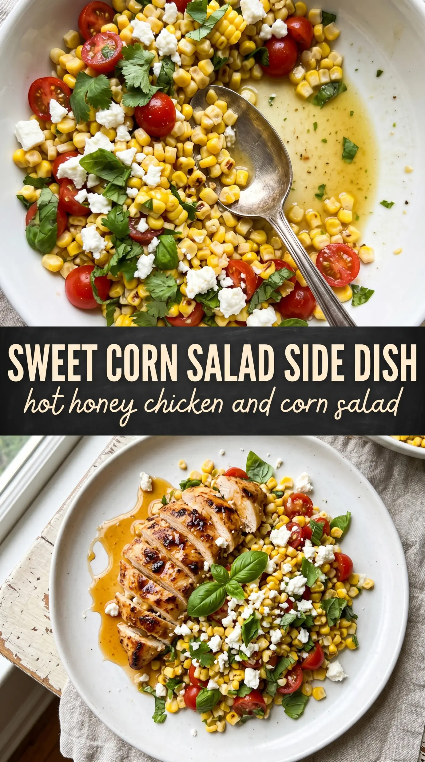 Grilled Hot Honey Chicken with Sweet Corn Salad, spicy sweet, vibrant