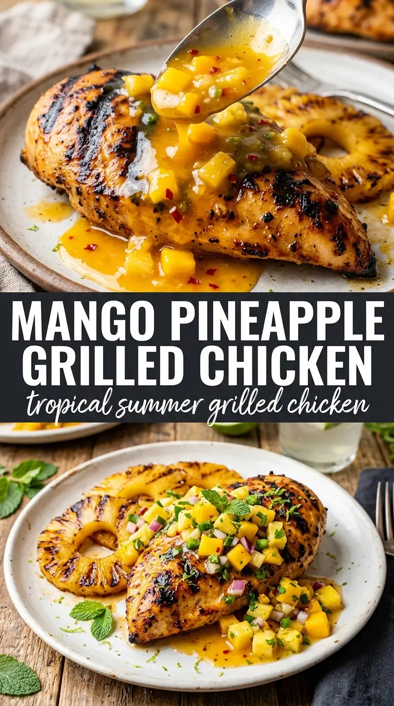 Grilled Mango Pineapple Chicken tropical glazed caramelized