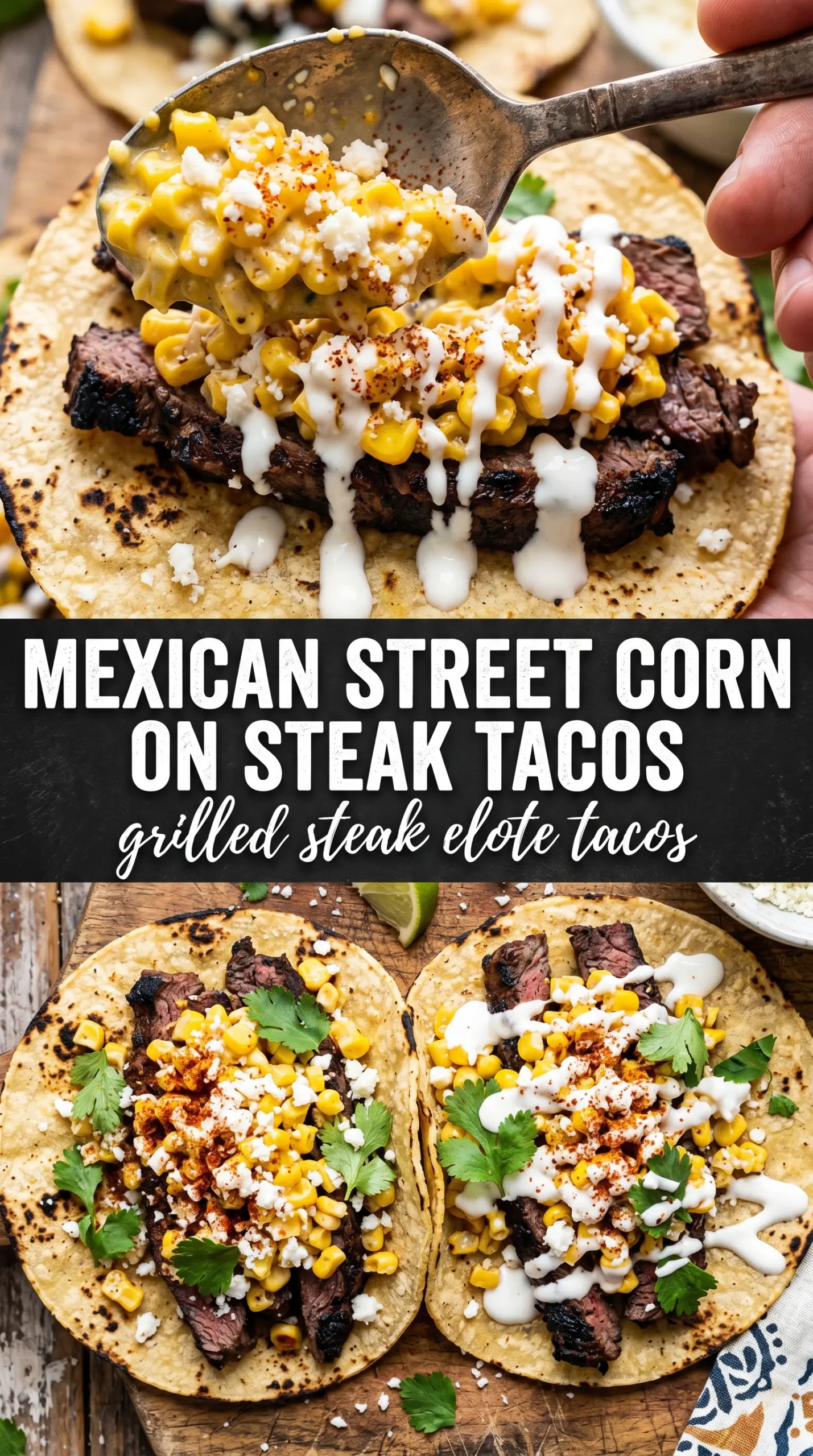 Grilled Steak Elote Tacos smoky creamy corn