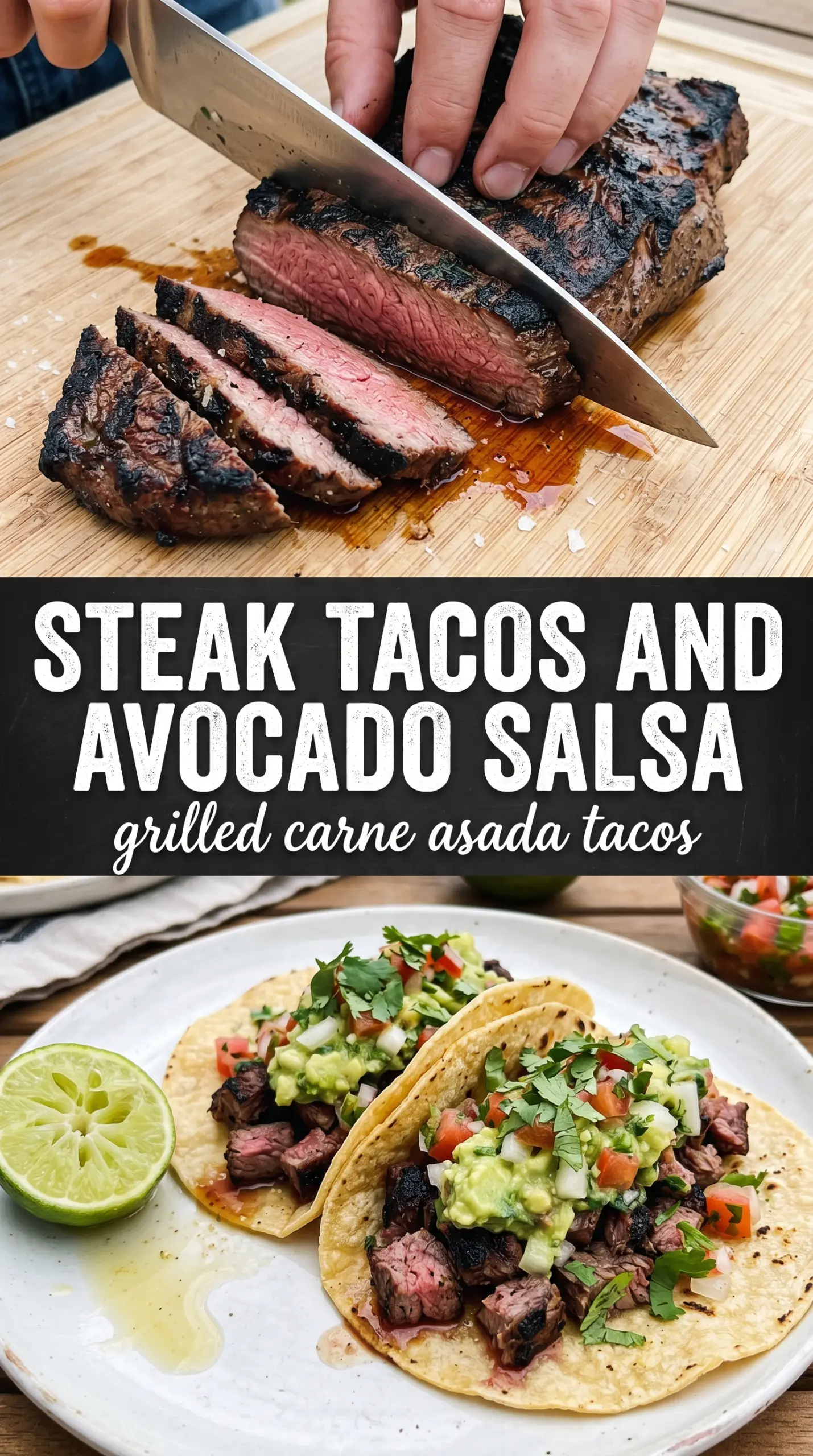 Grilled Steak Tacos with Avocado Salsa charred steak avocado salsa