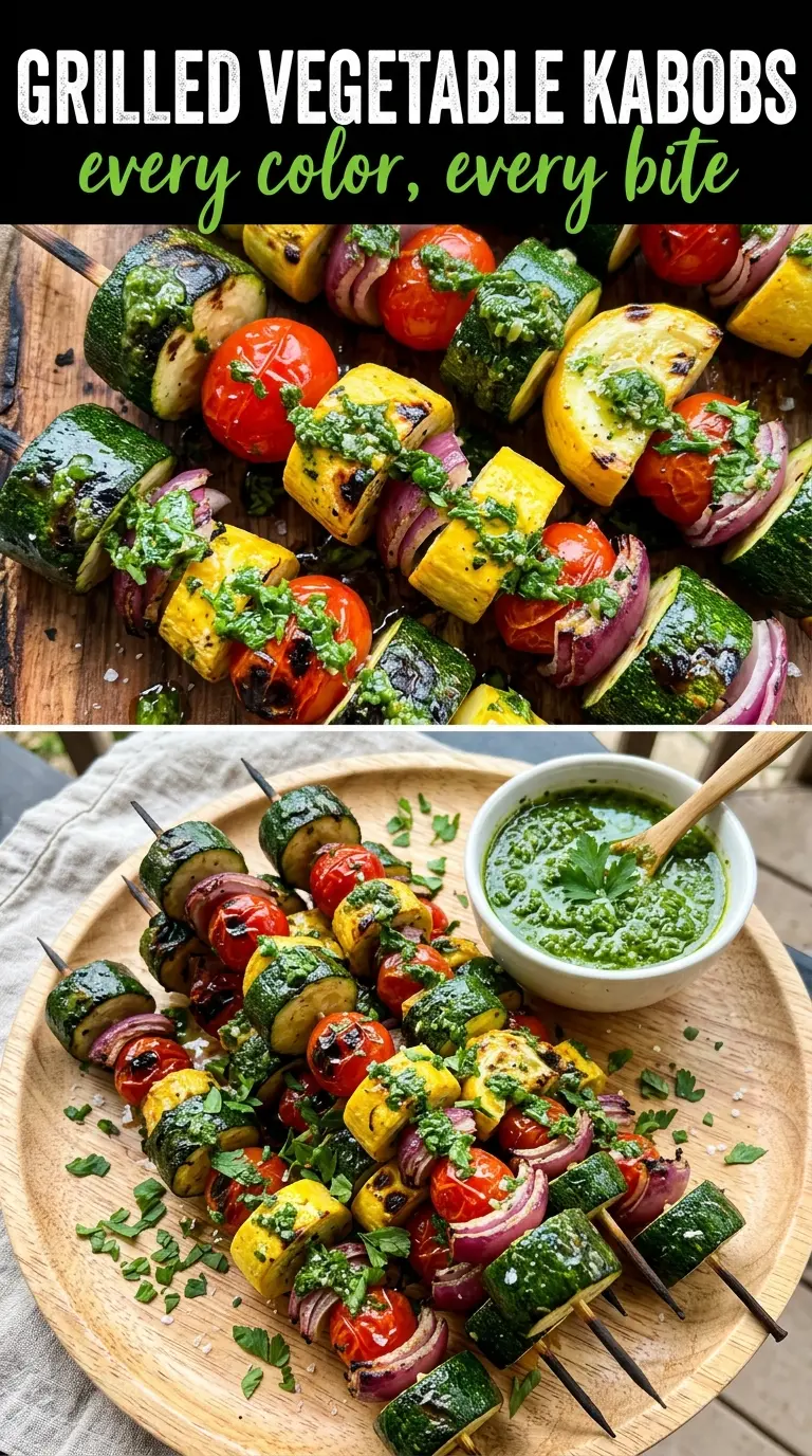 Grilled Vegetable Kabobs with Zucchini colorful charred
