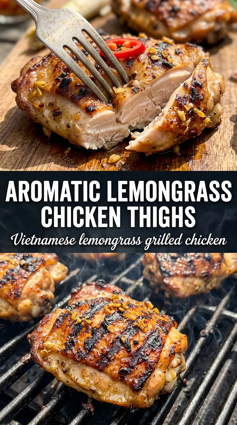 Grilled Vietnamese lemongrass chicken aromatic charred