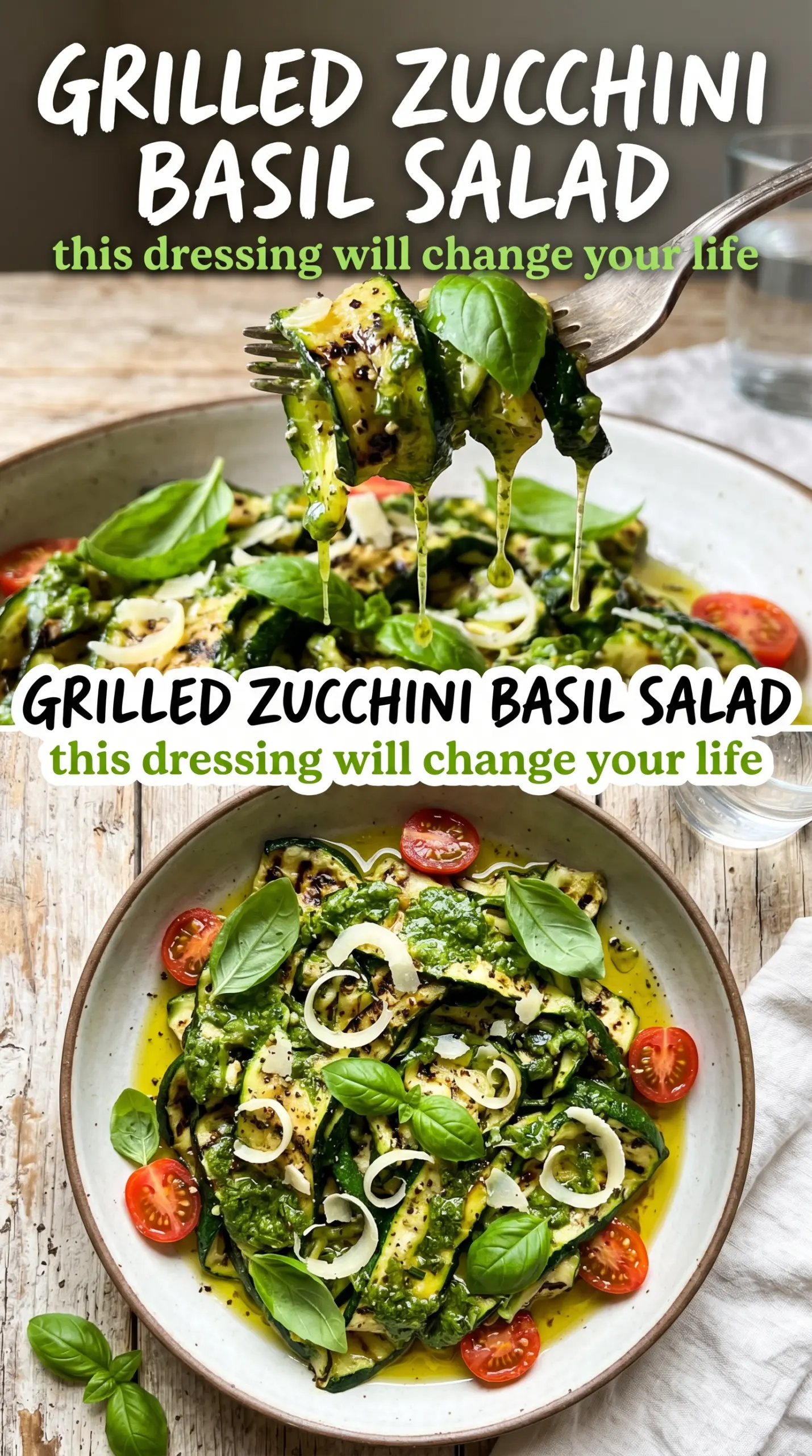 Grilled Zucchini Salad with Basil Vinaigrette charred basil-rich fresh