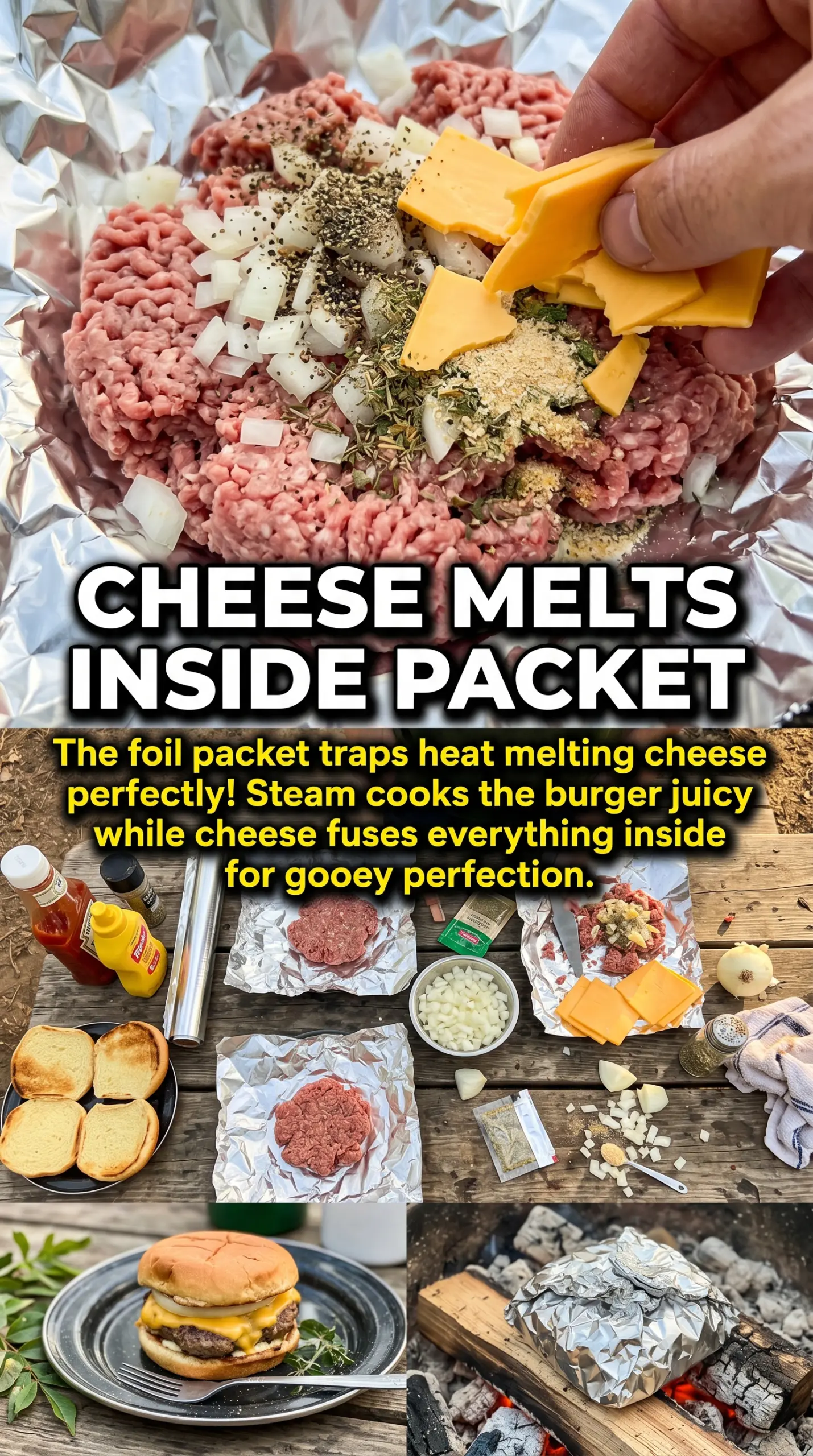 Hobo dinner cheeseburgers foil packet juicy