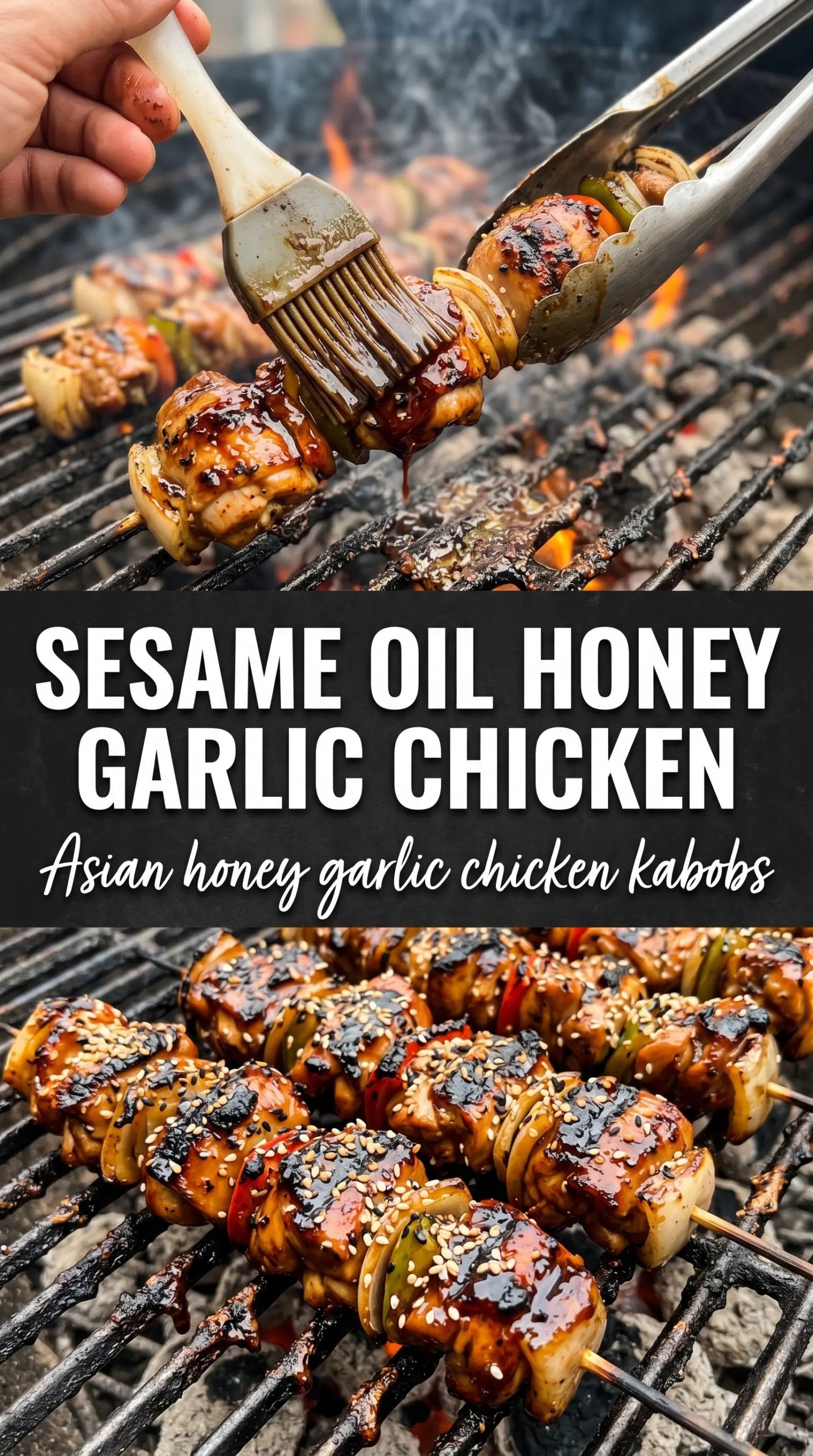 Honey Garlic Asian Chicken Kabobs glossy grilled skewers