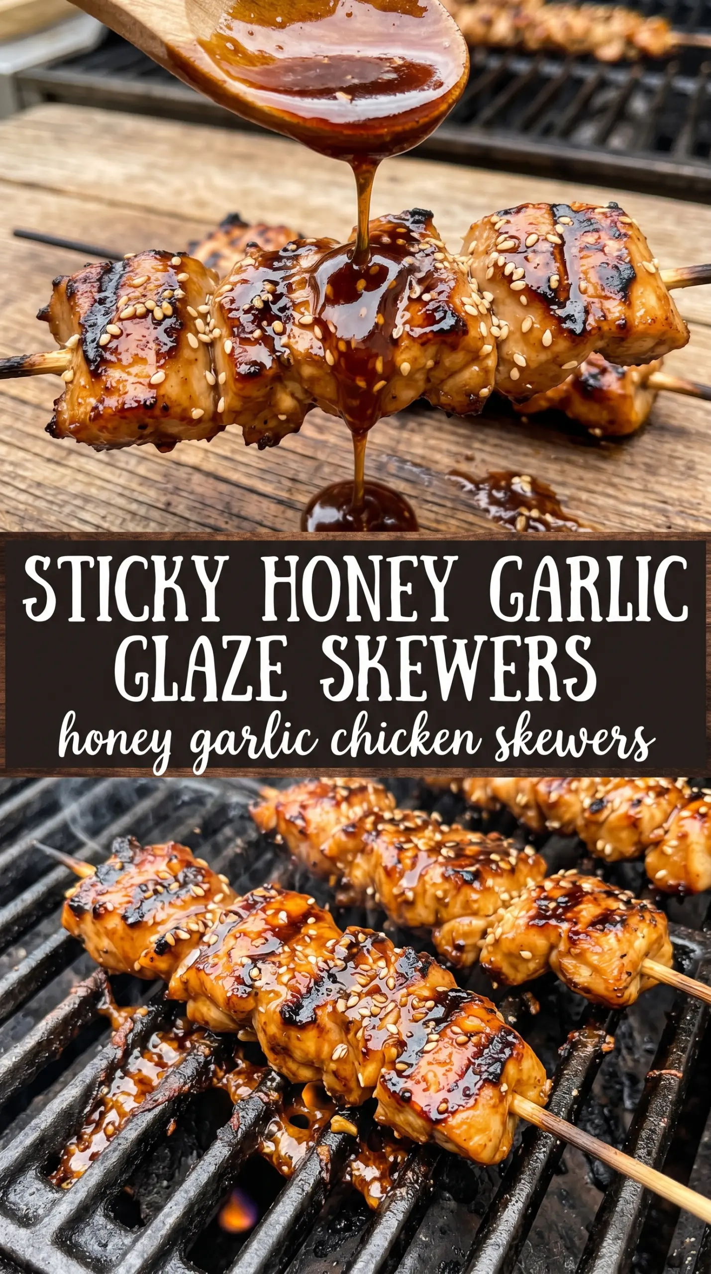 Honey Garlic Chicken Skewers sticky grilled