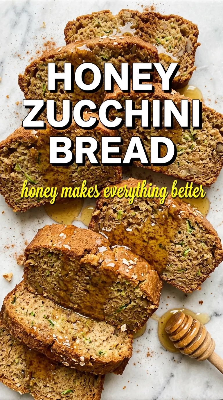 Honey zucchini bread with honey glaze, tender crumb, floral sweetness