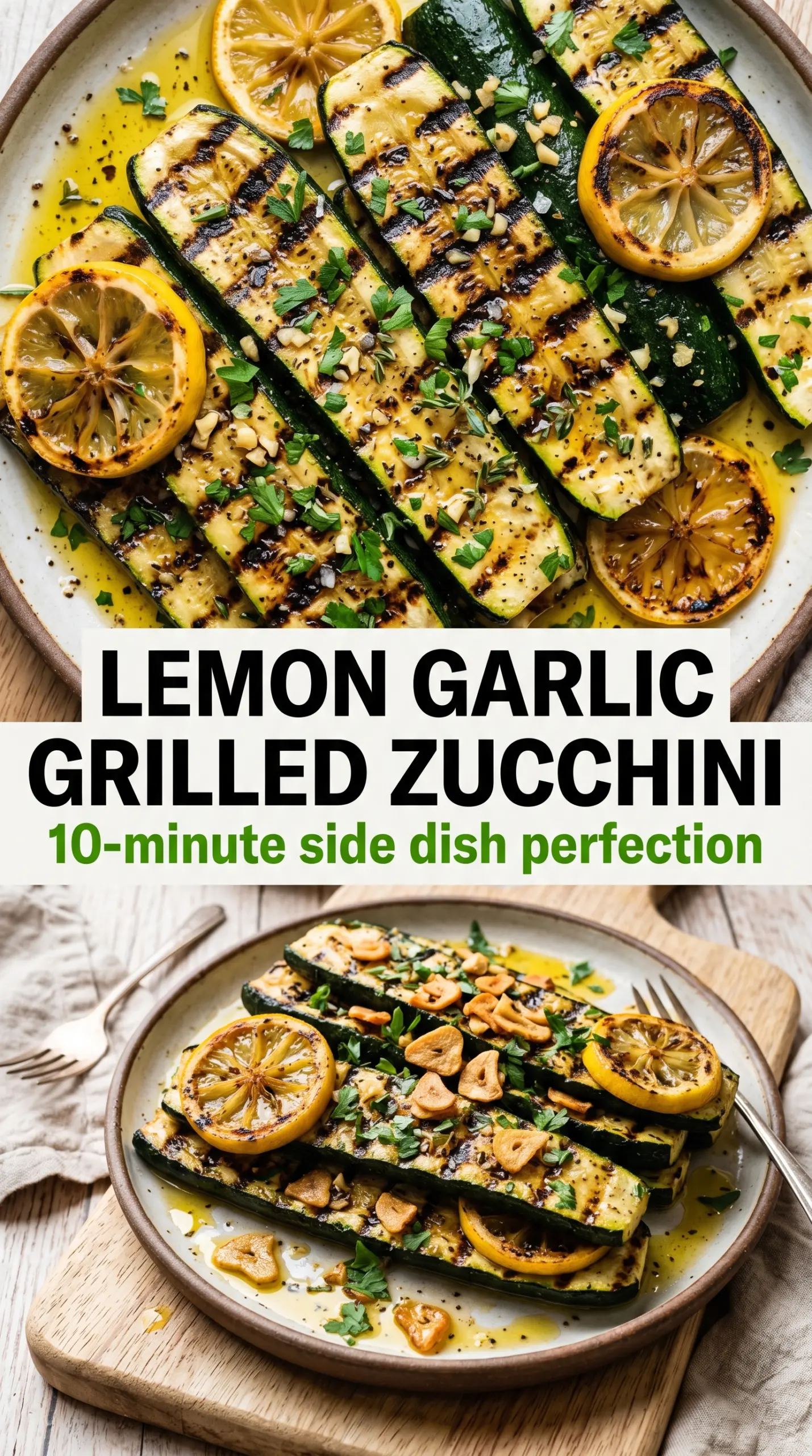 Lemon Garlic Grilled Zucchini bright charred