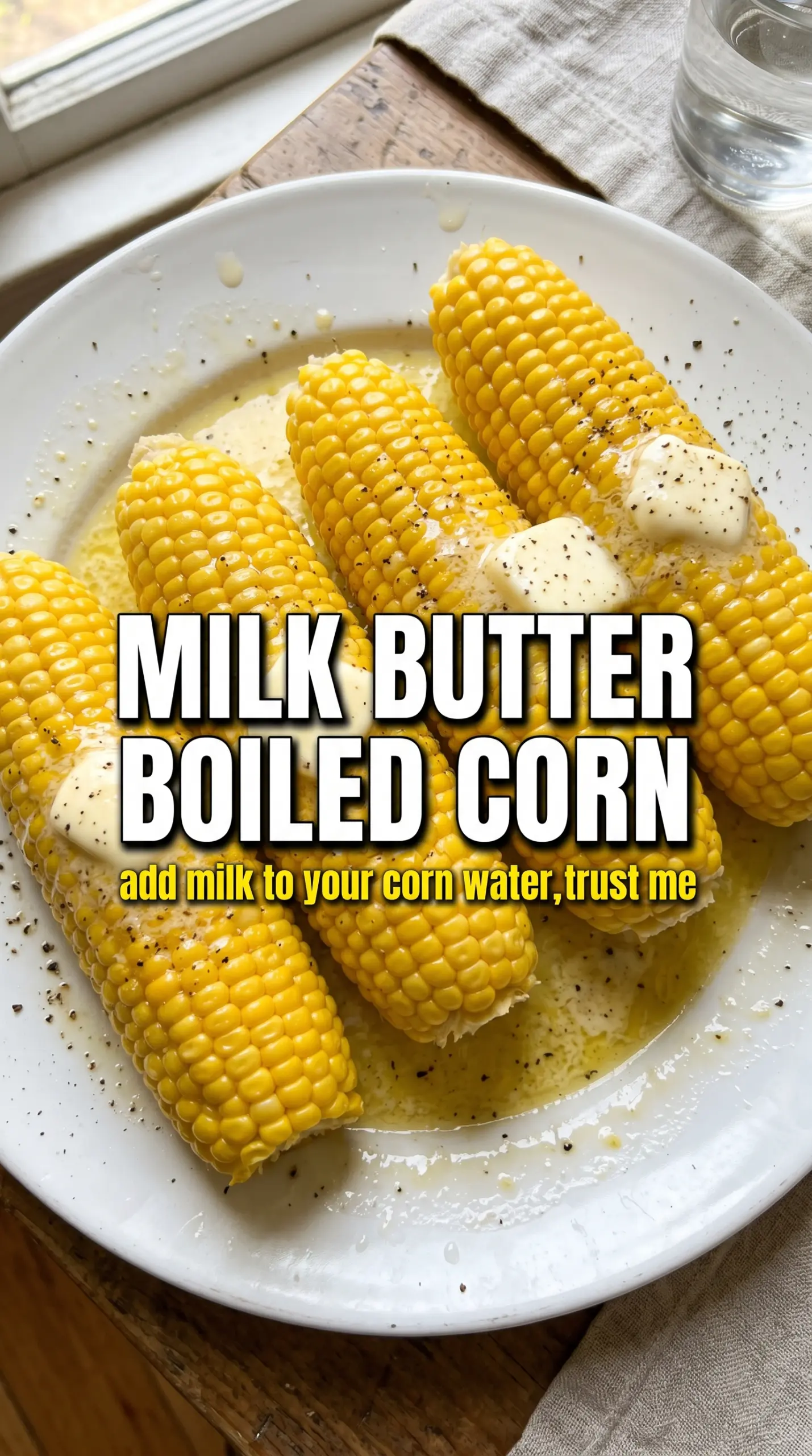 Cooked corn on the cob with toppings