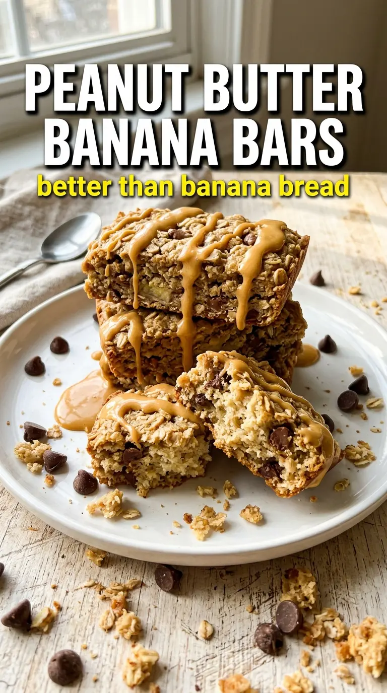 Peanut Butter Banana Bars fudgy chocolate drizzle