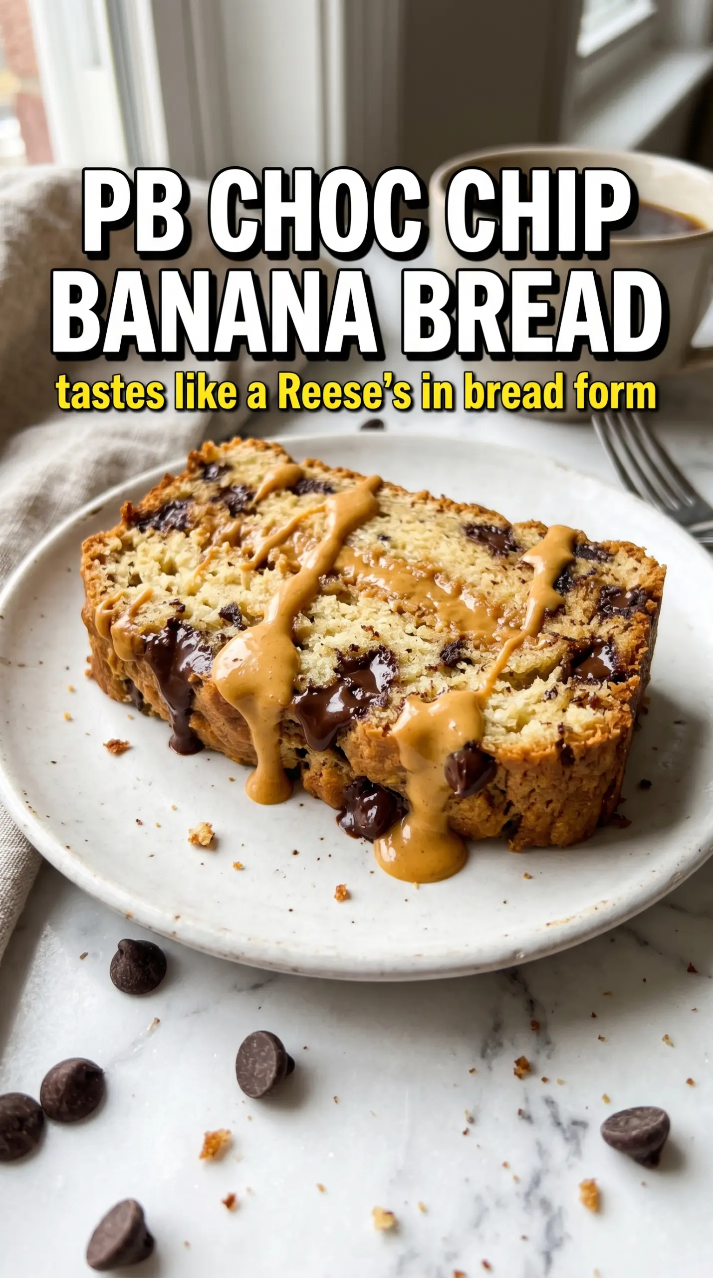 Slice of banana bread on a plate