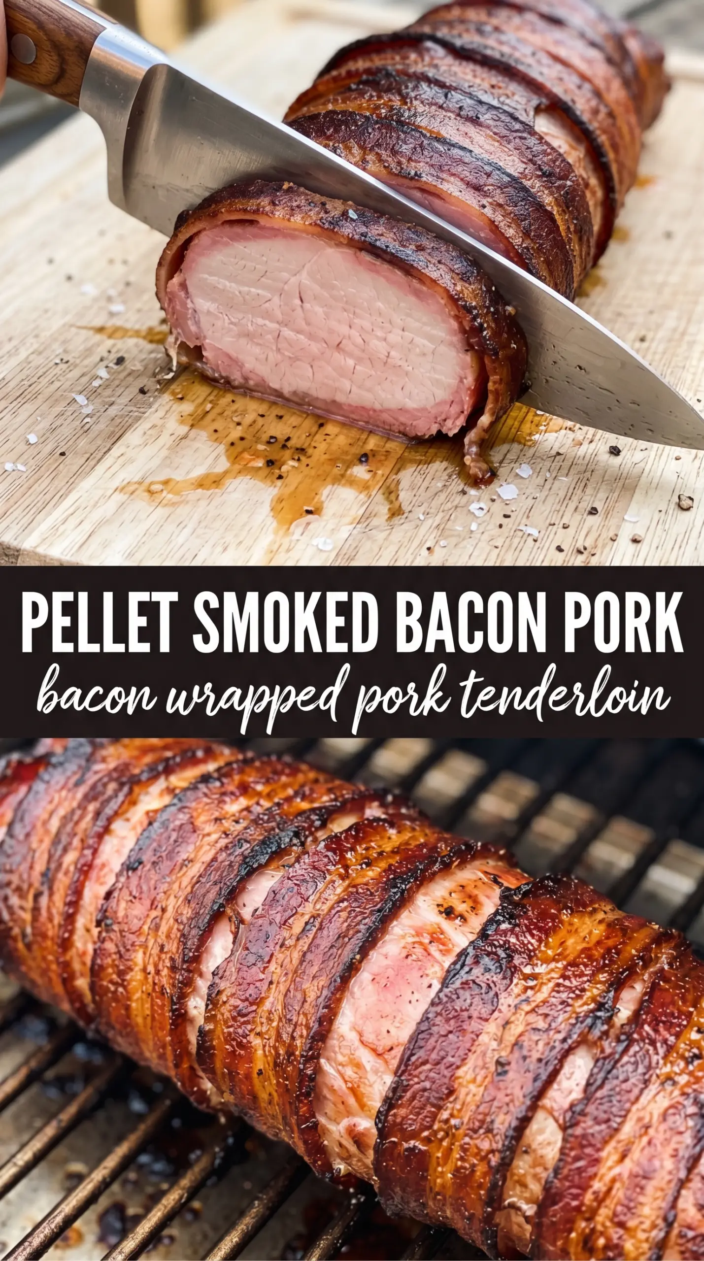 Pellet Grill Smoked Bacon Wrapped Pork Tenderloin smoky bacon-wrapped sliced
