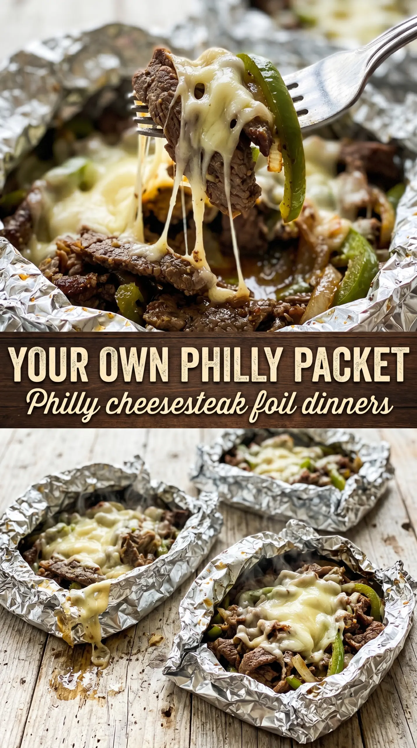 Philly Cheese Steak Foil Packet Dinners cheesy grilled