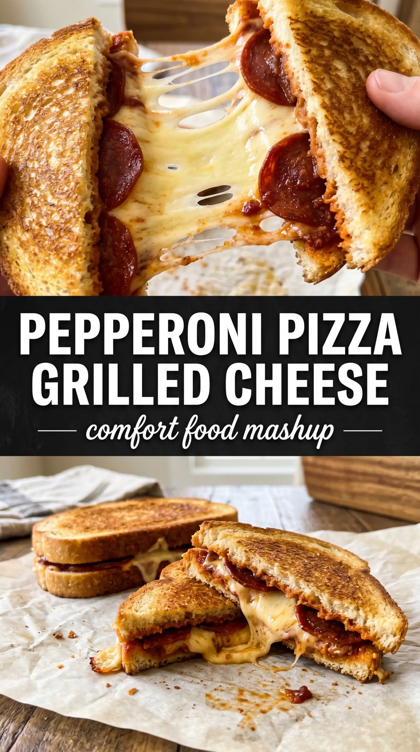 Pizza Grilled Cheese cheesy pepperoni melty
