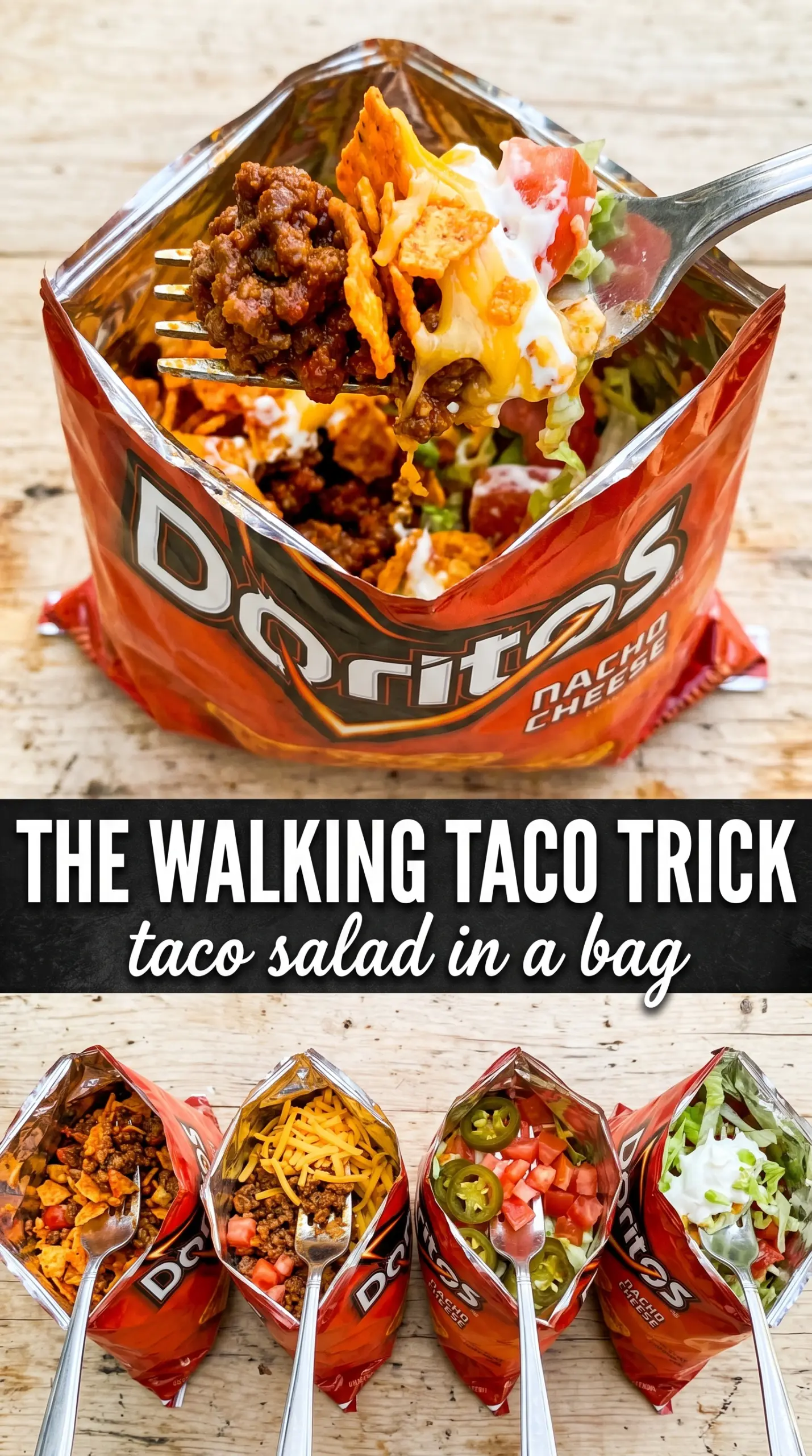 Taco Salad In A Bag crunchy layered toppings
