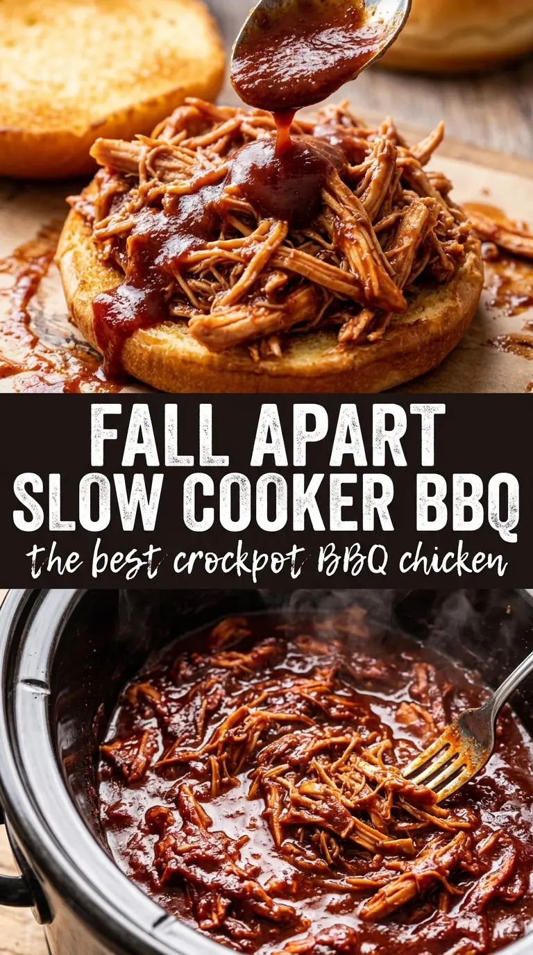 The Best Crockpot BBQ Chicken tender shredded smoky