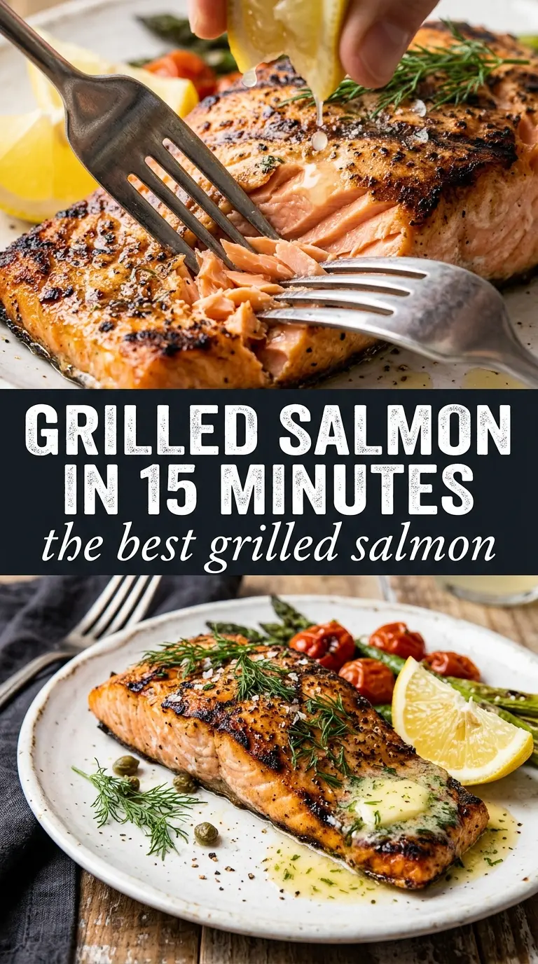grilled salmon crispy skin lemon dill