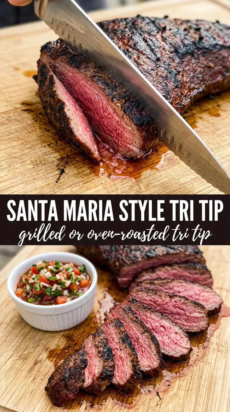 Grilled or Oven-Roasted Tri-Tip crusty seasoned beef roast