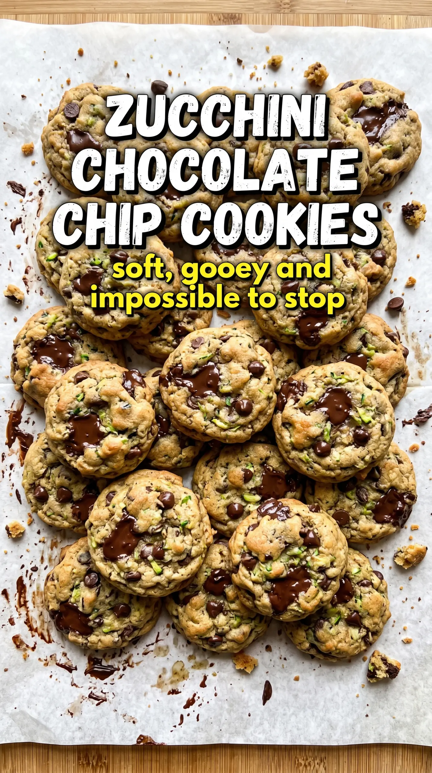 Zucchini Chocolate Chip Cookies soft pillowy chocolatey