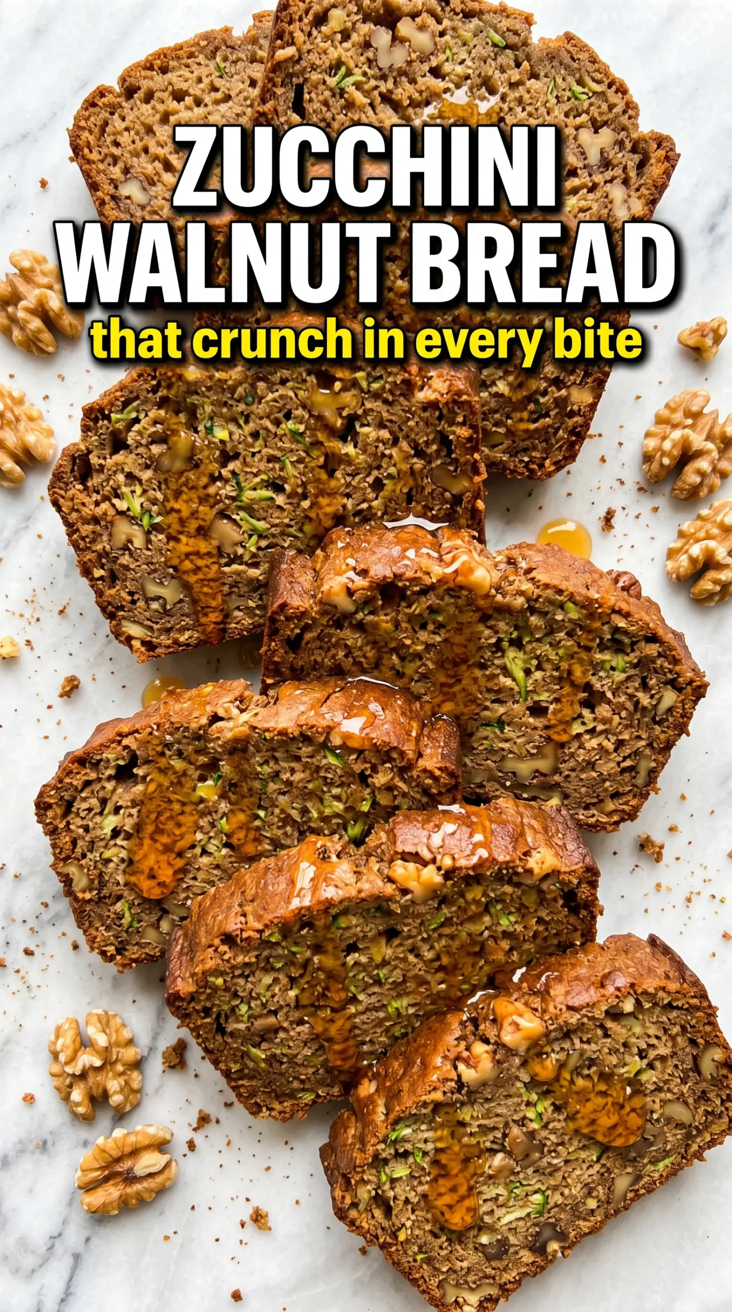 Zucchini Walnut Bread, moist crumb, toasted walnuts