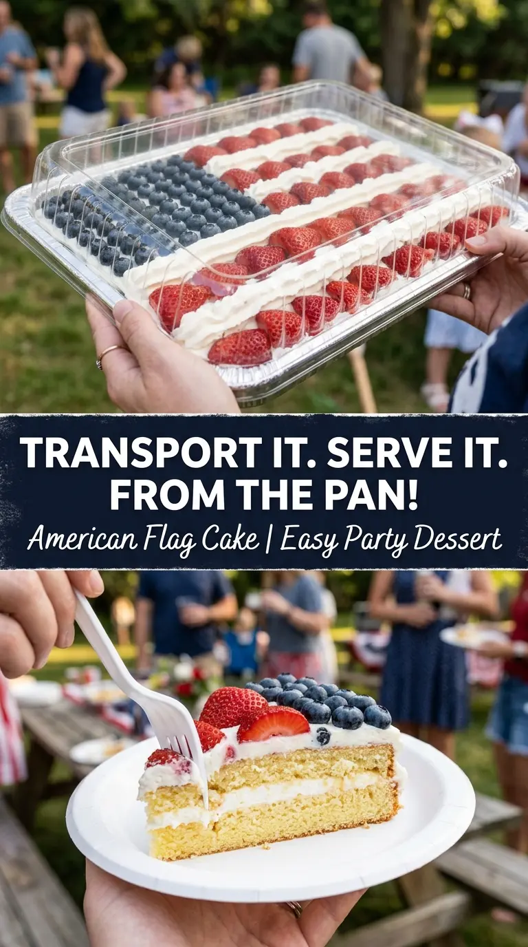 American Flag Cake patriotic sheet cake berry decoration