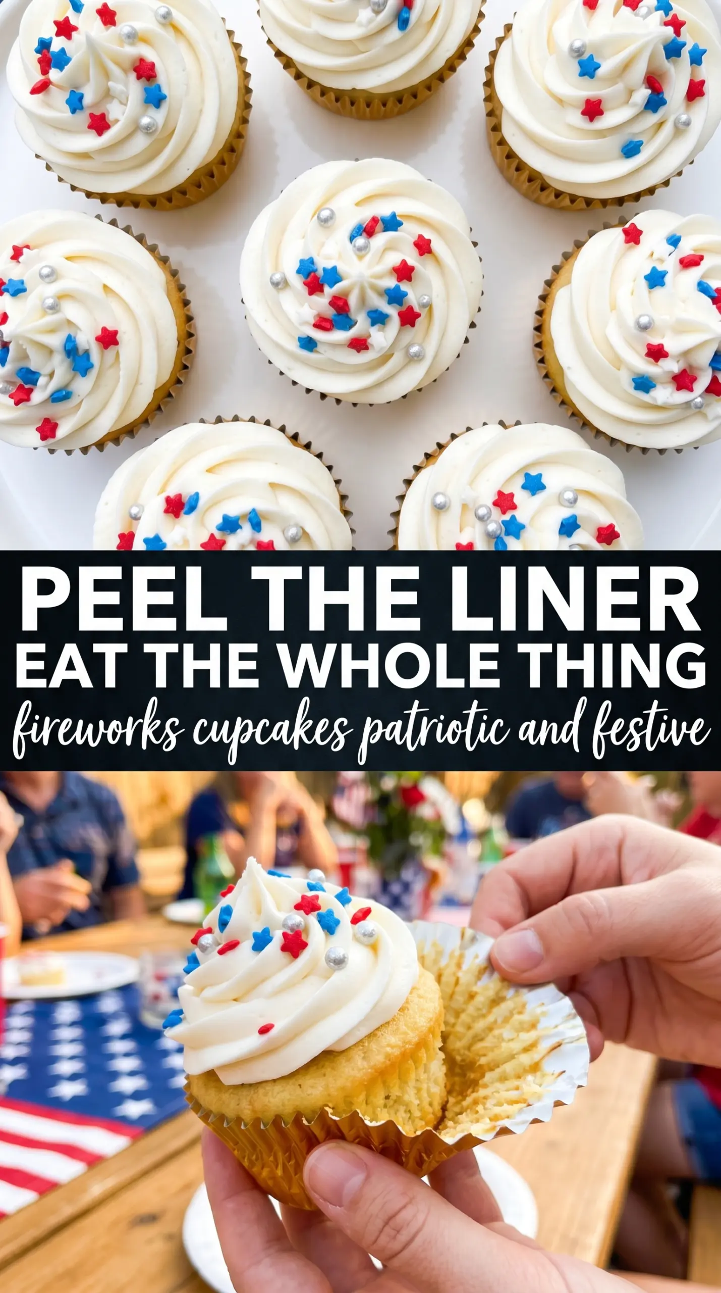Fireworks cupcakes with red white blue buttercream
