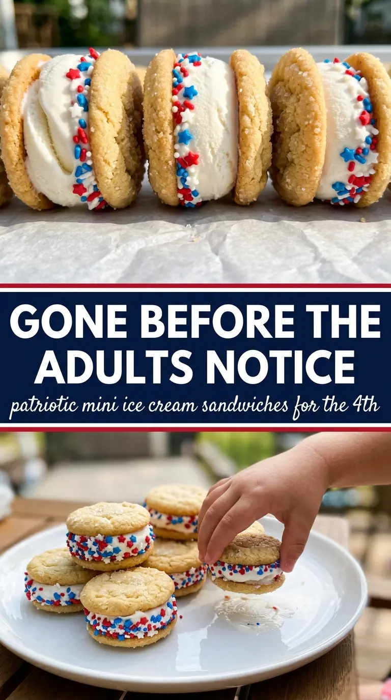 Patriotic Mini Ice Cream Sandwiches red white blue dessert