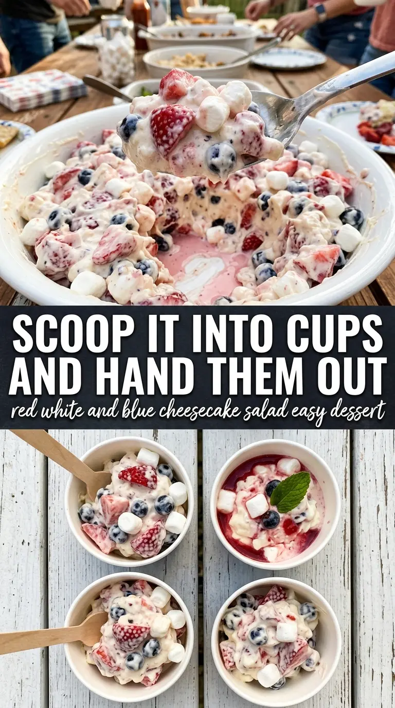 Red, White and Blue Cheesecake Salad creamy berries