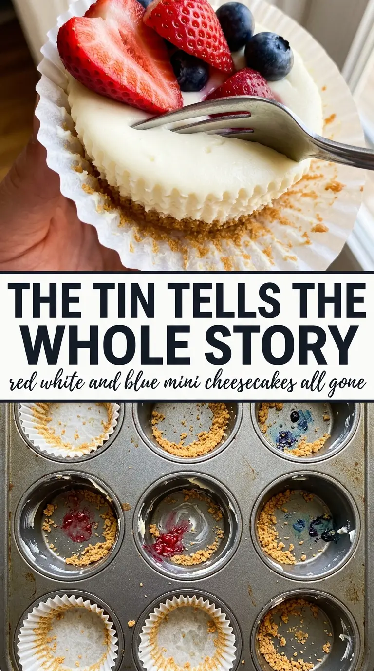 Red, White and Blue Mini Cheesecakes creamy patriotic dessert
