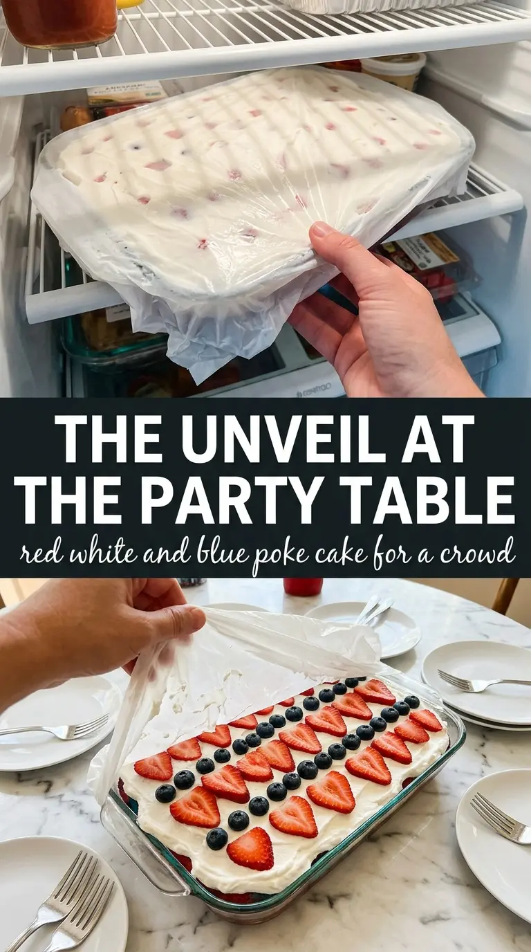 Red, White and Blue Poke Cake colorful Jell-O stripes