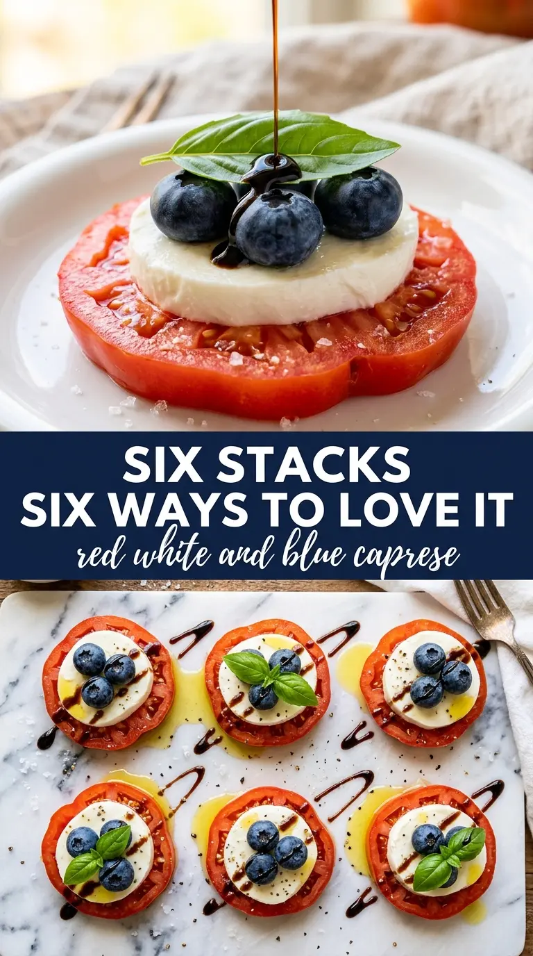 Red, White & Blue Caprese Salad fresh blueberries basil