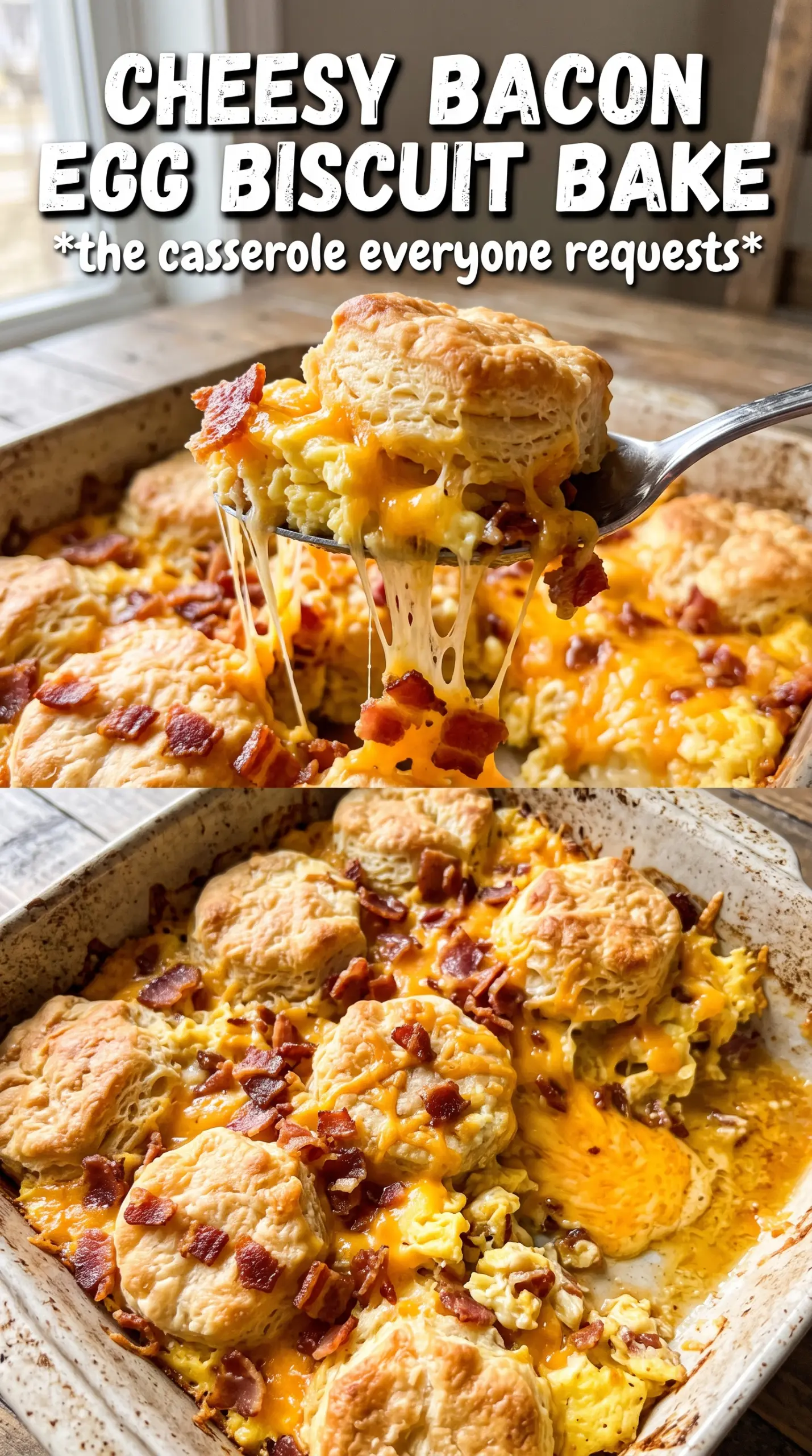 Bacon, Egg, and Cheese Biscuit Bake golden cheesy breakfast