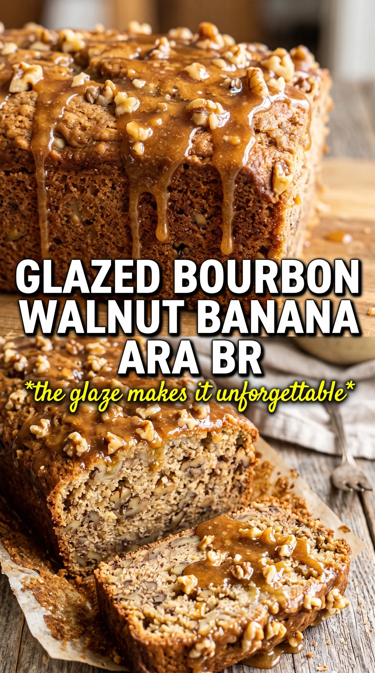 Bourbon banana walnut bread rich tender toasted