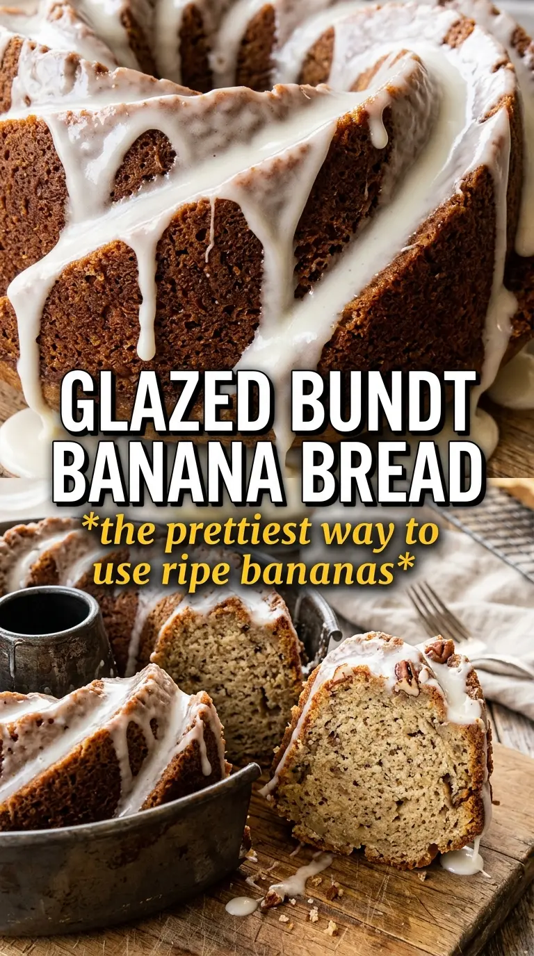 Bundt pan banana bread golden glazed