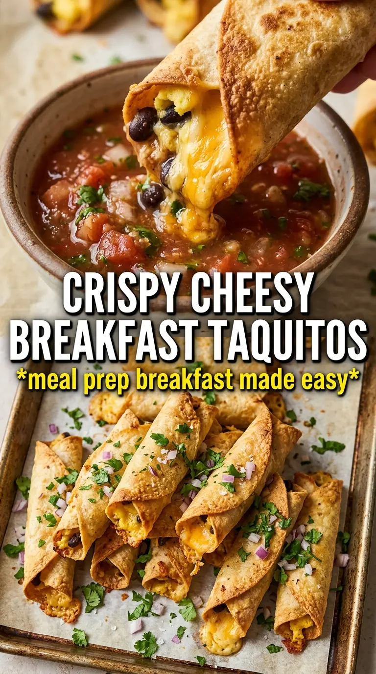 Cheesy Breakfast Taquitos crispy baked golden