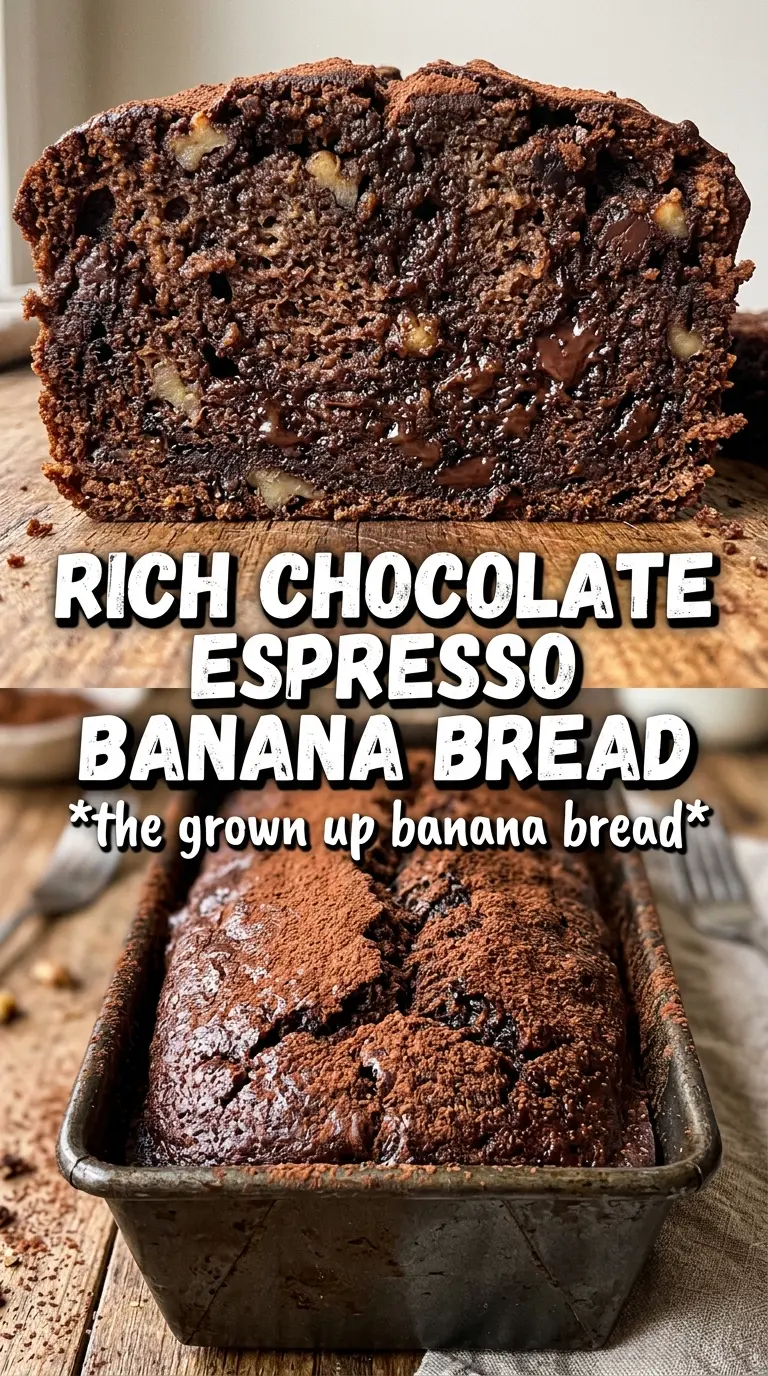 Chocolate Espresso Banana Bread moist fudgy mocha