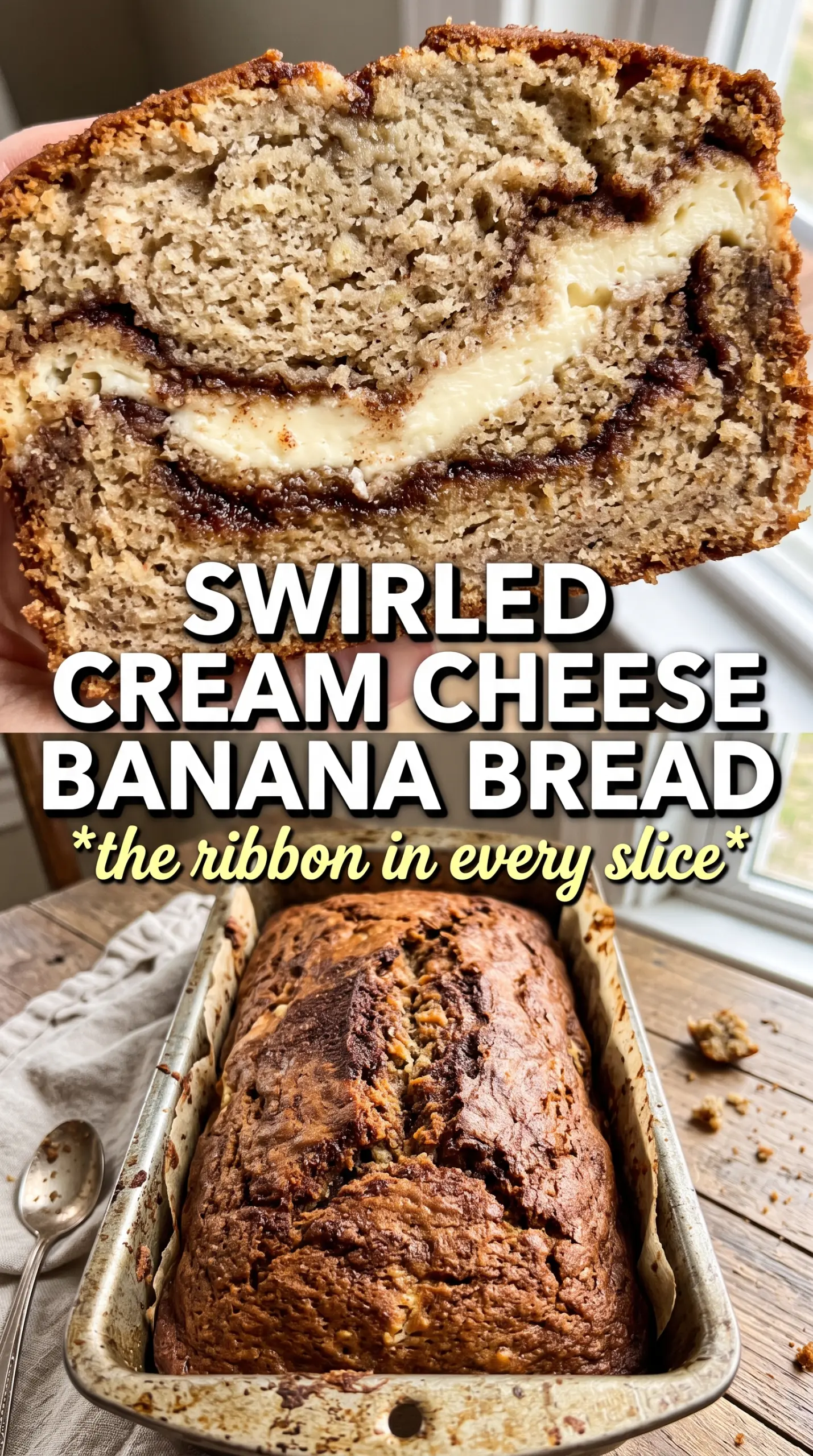 Cream Cheese Cinnamon Swirl Banana Bread creamy cinnamon bakery loaf