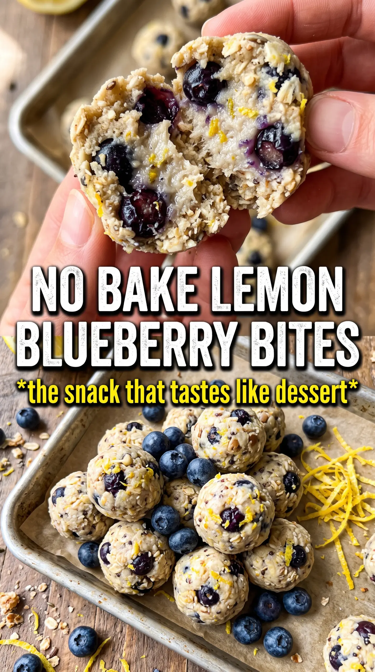 Lemon Blueberry Cottage Cheese Protein Bites, golden, blueberry-studded