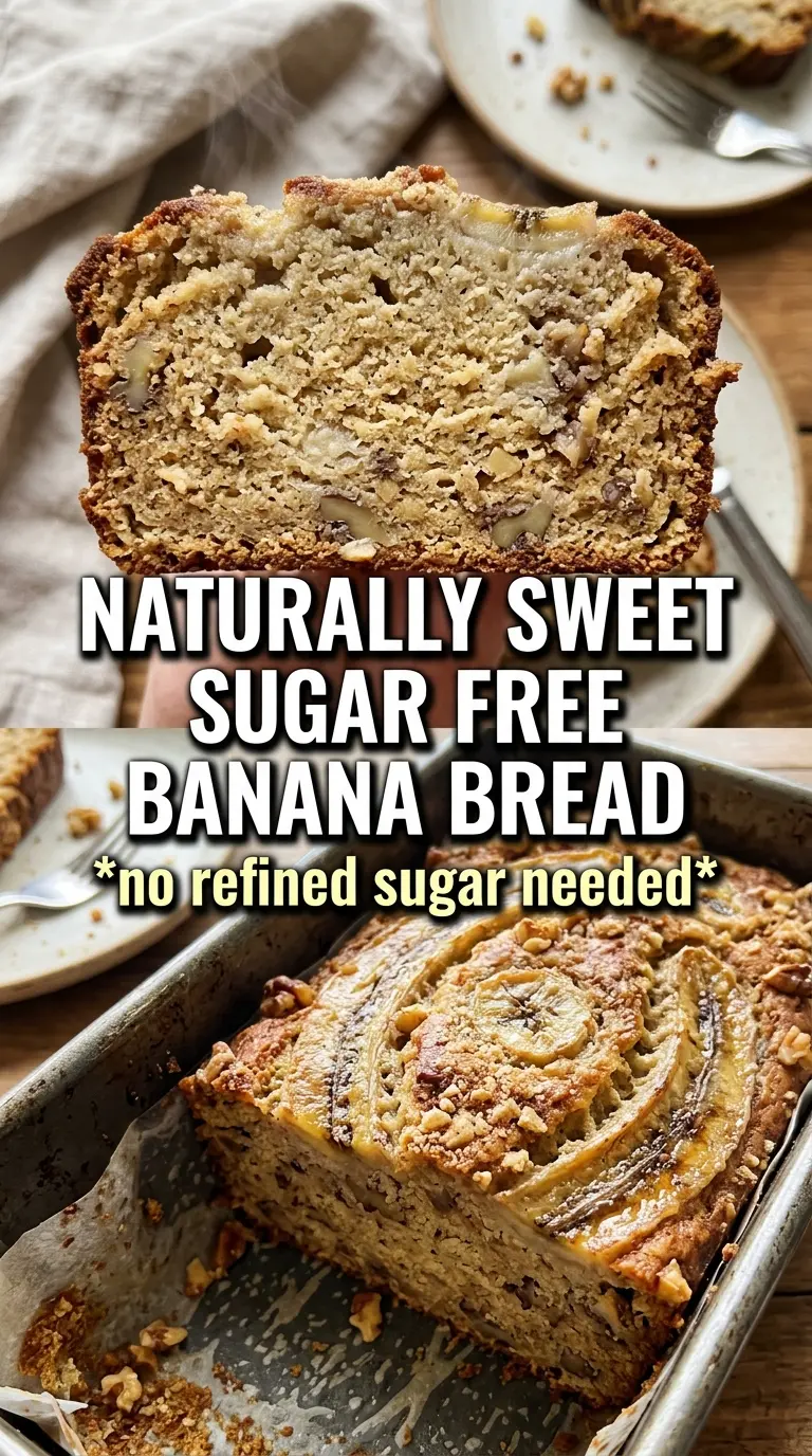 Sugar Free Banana Bread golden crumb banana-rich