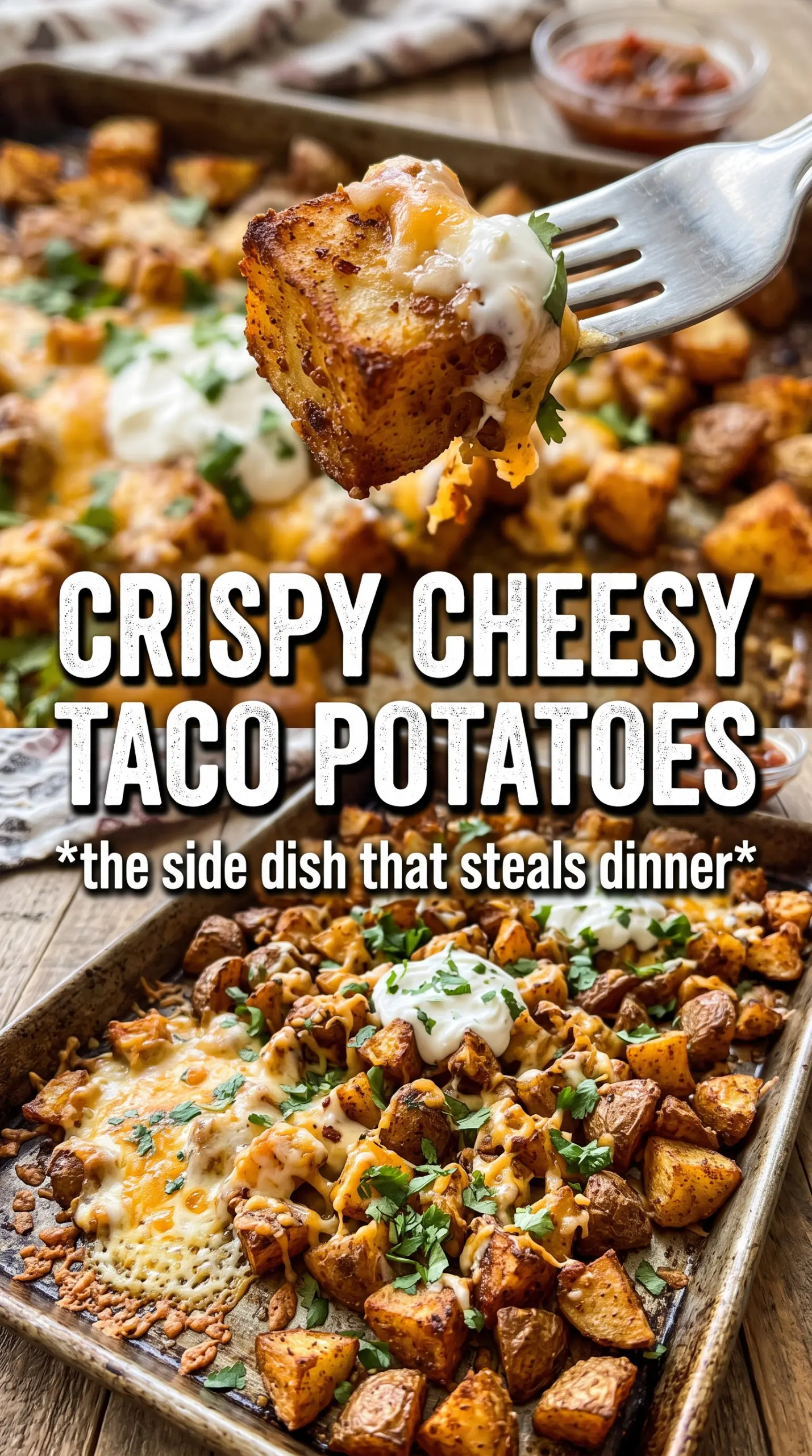 Taco potatoes crispy cheesy Tex-Mex