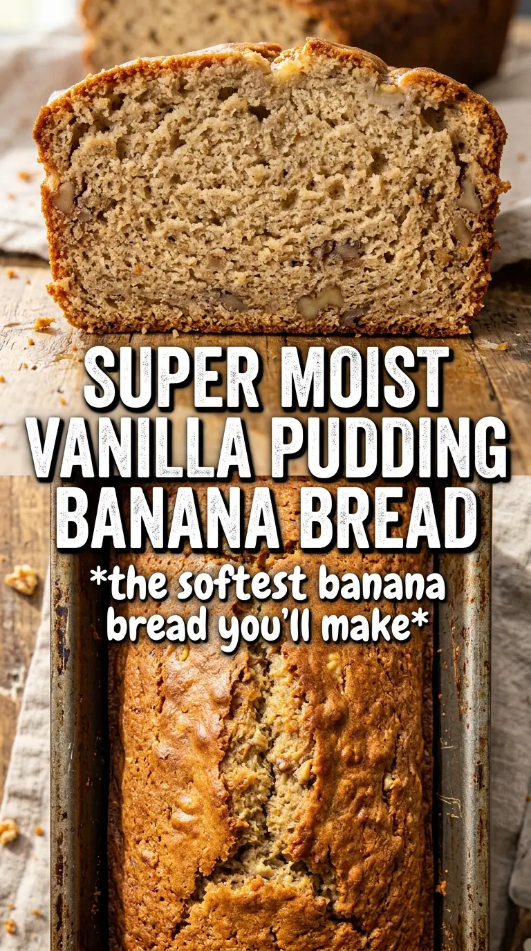 Vanilla pudding banana bread moist tender loaf