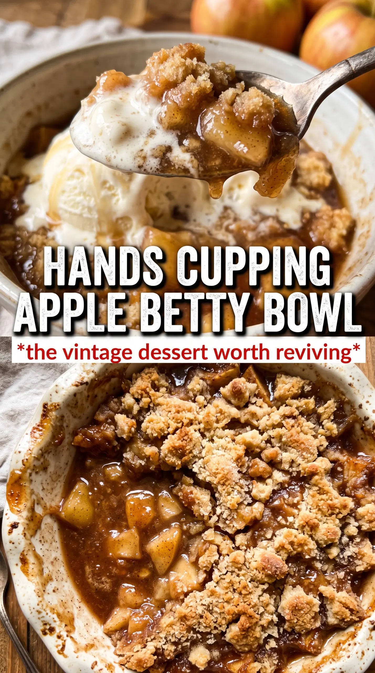 Apple Betty golden breadcrumb crust spiced apples