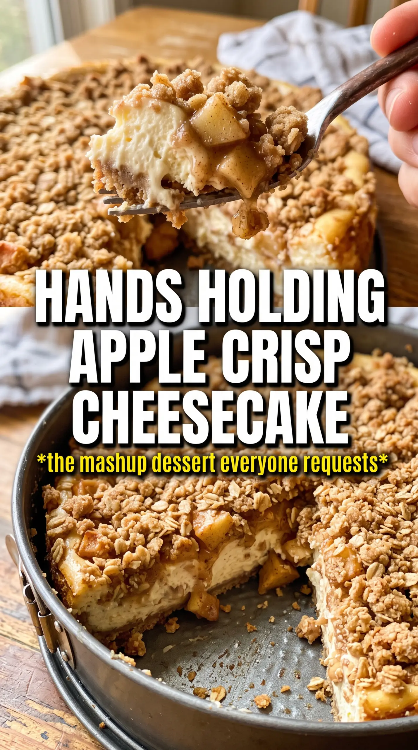 Apple Crisp Cheesecake creamy spiced crumb-topped