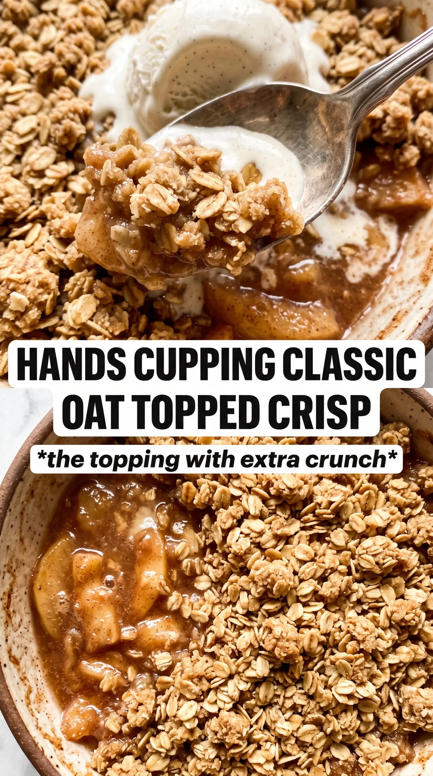 Apple Crisp With Oats, bubbly cinnamon apples, golden oat topping