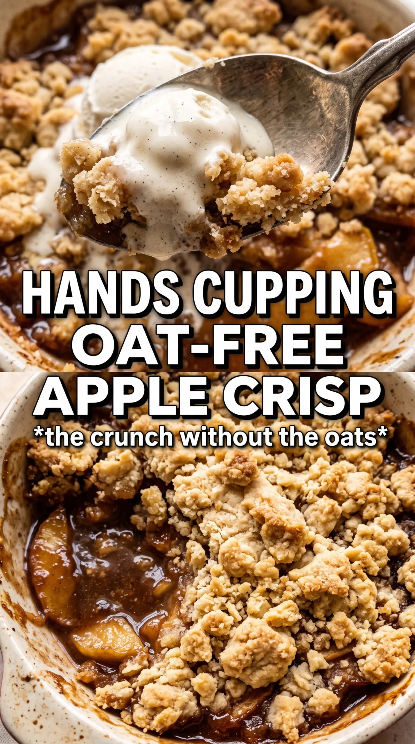 Apple Crisp Without Oats with flour crumble and cinnamon apples