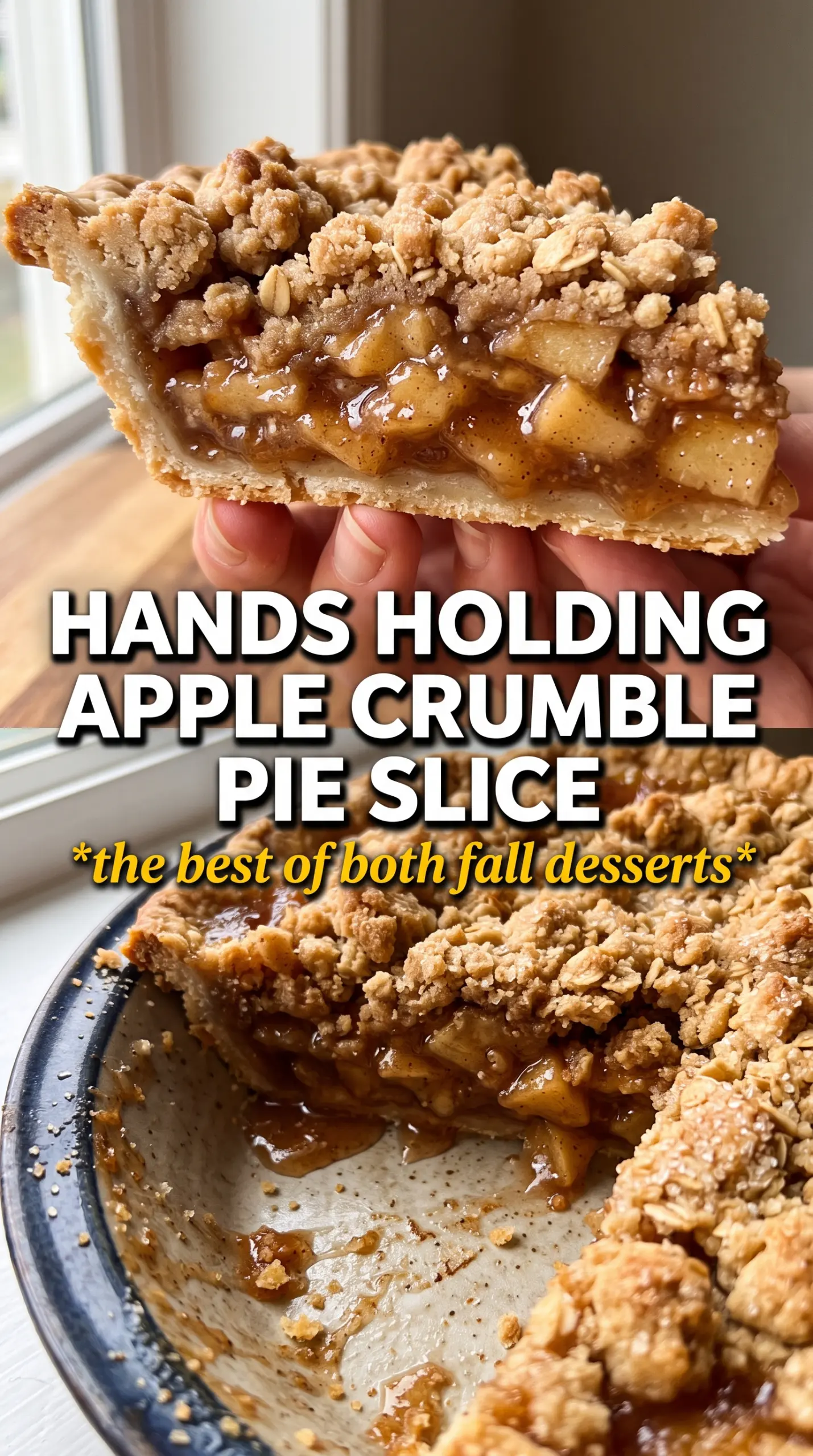 Apple Crumble Pie, golden oat topping, spiced apples