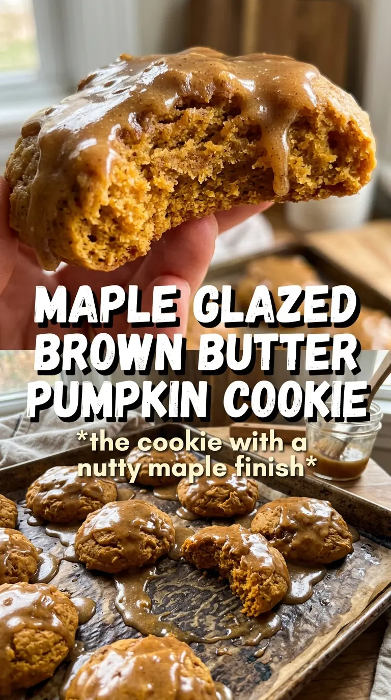Brown Butter Maple Pumpkin Cookies, maple glaze, flaky salt
