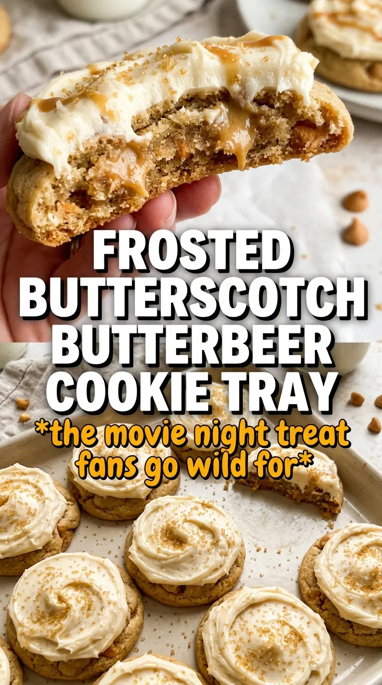 Butterbeer Cookies With Butterscotch Frosting golden frosted caramel-drizzled